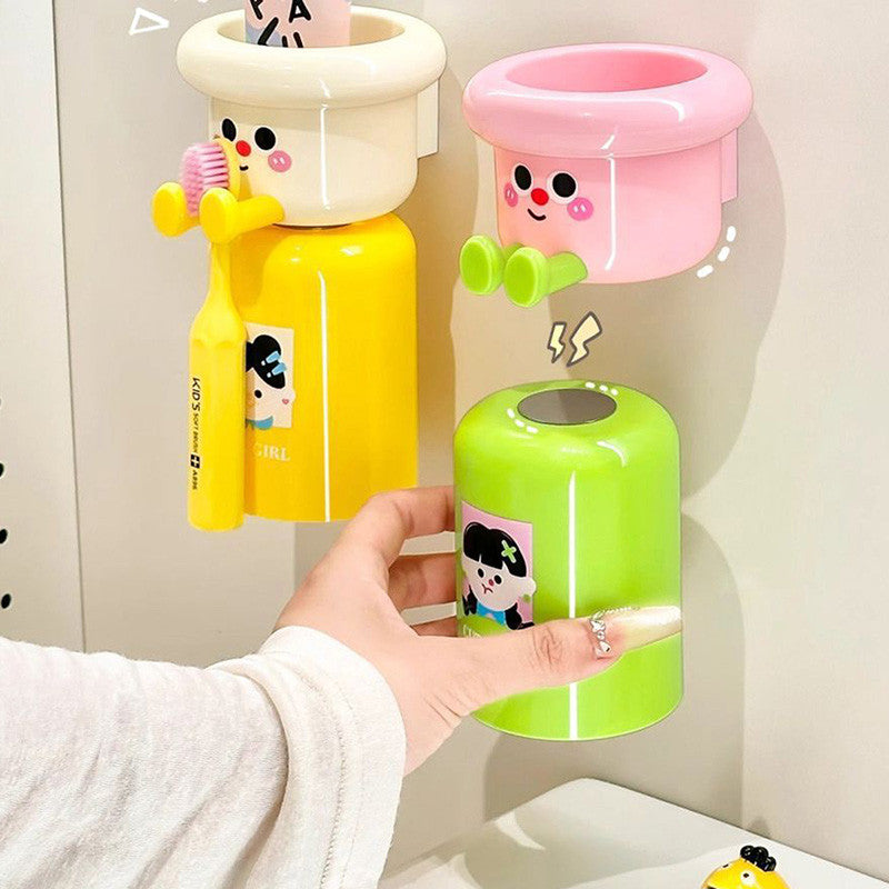 Cute Wall-Mounted Toothpaste & Essentials Dispenser