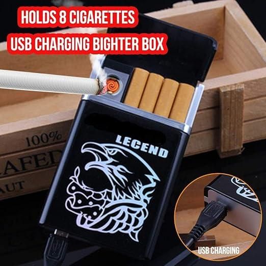 USB Rechargeable Cigarette Case with Electric Lighter