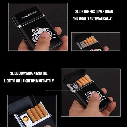 USB Rechargeable Cigarette Case with Electric Lighter