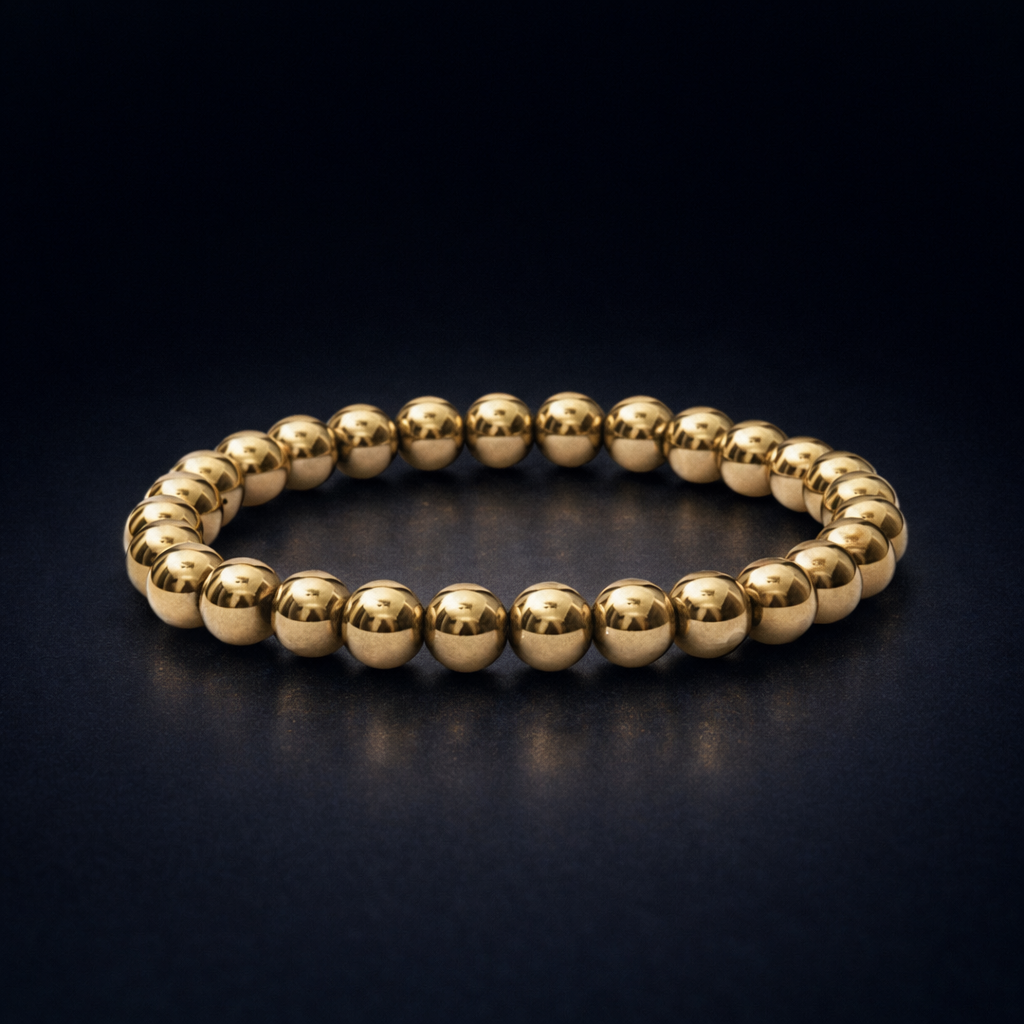 Golden Pyrite Bracelet - 8mm Beads