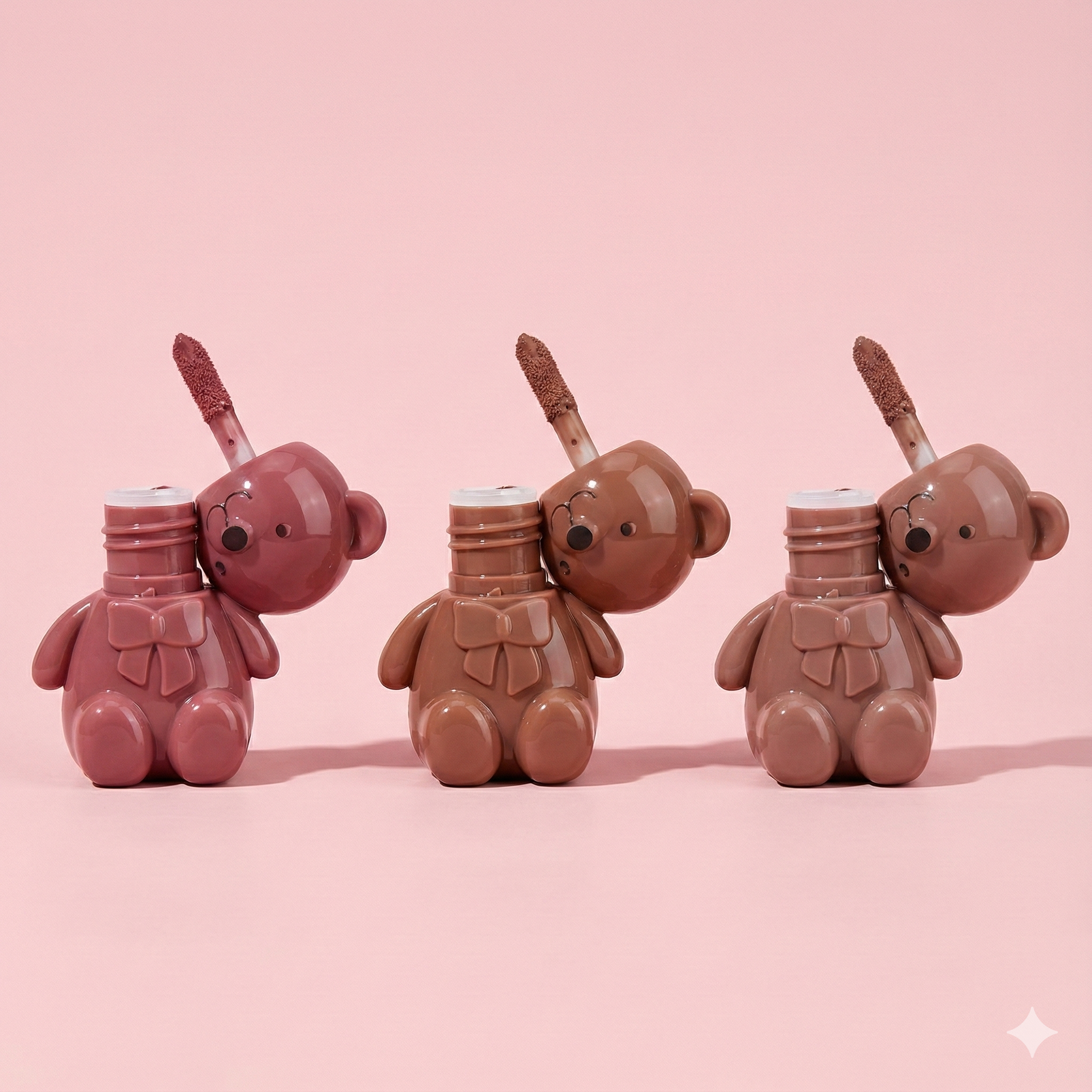 Bear Keychain Lip Tint Set - 6pcs Matte Lipstick