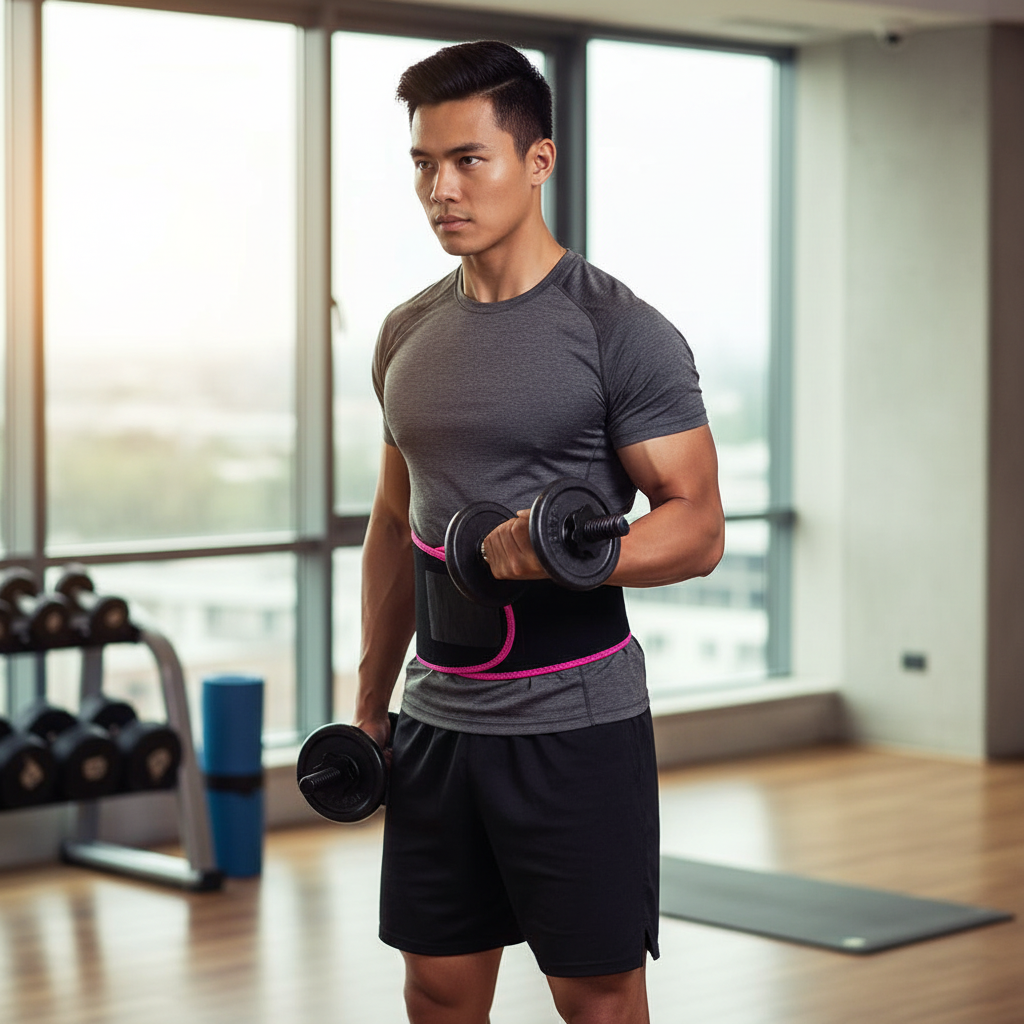 Person Wearing Waist Trimmer During Exercise