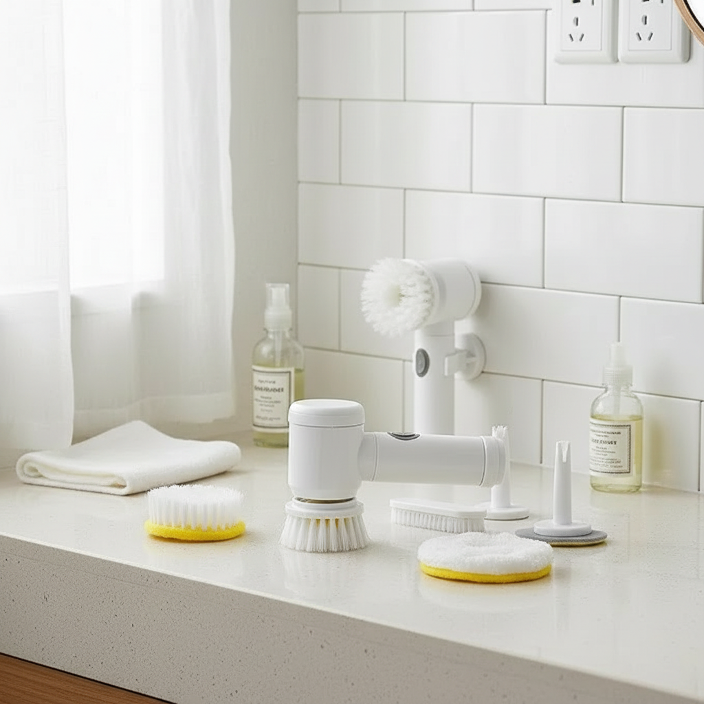 Scrubber with Multiple Brush Heads