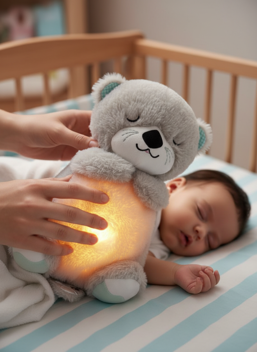 Parent Placing Teddy Bear with Baby